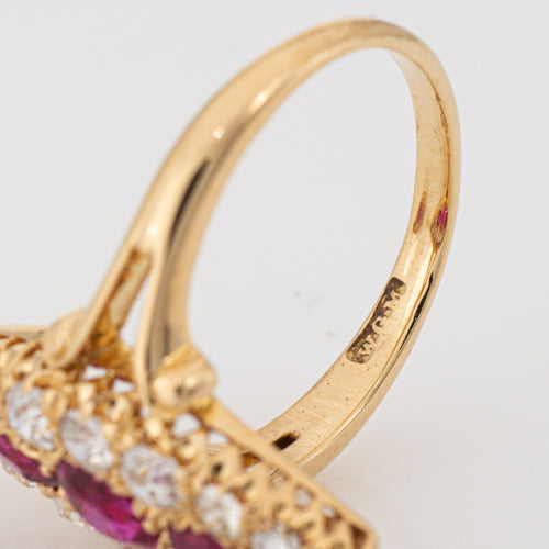Bague 52 Bague victorienne en or jaune, diamant et rubis de Birmanie 58 Facettes G13947