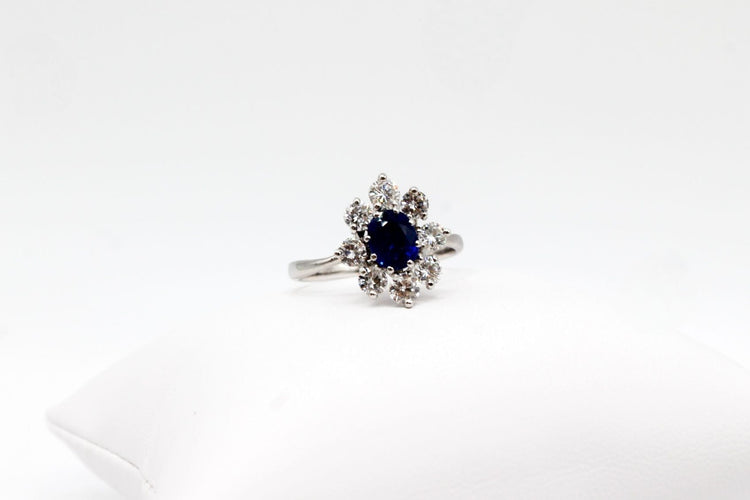 Bague 62 Bague or blanc, saphir et diamants 58 Facettes 240462