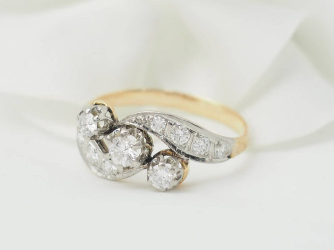 Bague 54 Bague ancienne en or bicolore et diamants 58 Facettes 33322