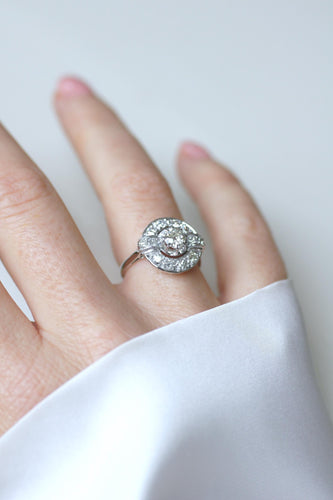 Bague 53 Bague Cible Art Déco Diamants 1,05 Cts sur Or blanc et Platine 58 Facettes