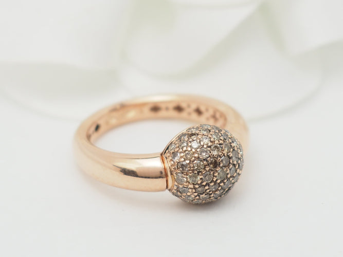 Bague 48 Bague boule en or rose et diamants cognac 58 Facettes 33256