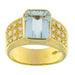 Ring 19 Yellow gold ring with aquamarine and diamonds 58 Facettes G3496