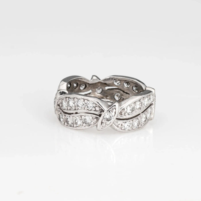 Bague 48.5 Bague d'éternité en diamant vintage, bande de platine 58 Facettes G13401