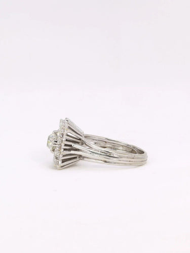 Bague 53 Bague or blanc diamant coussin taille ancienne 0,8 ct 58 Facettes J352