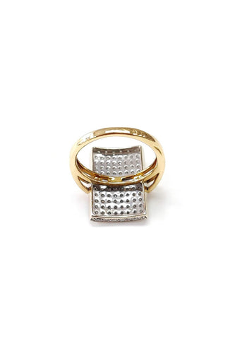 Bague 52 Bague rectangle bicolore or et diamant 58 Facettes BAG.RECT.DT-1376