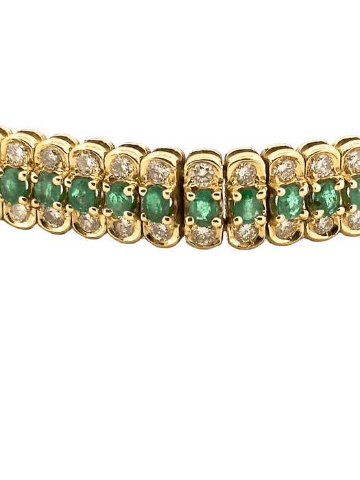 Bracelet Bracelet or jaune, émeraudes et diamants 58 Facettes