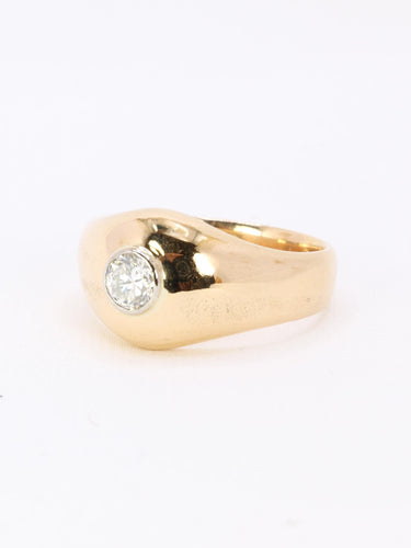 Bague 60 Bague jonc vintage or jaune diamant rond 0,5 carat 58 Facettes 1087.25