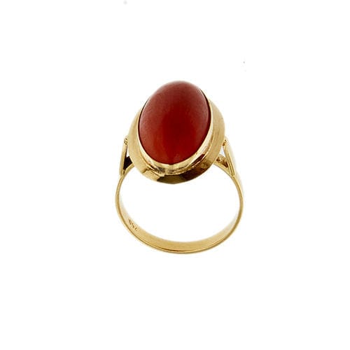 Bague 53 Bague en or jaune avec corail rouge 58 Facettes 37274