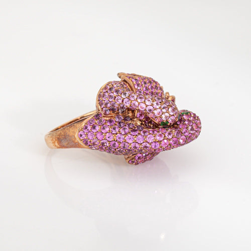 Bague 49 Bague Flamant Rose Double Or Rose et Saphir Rose 58 Facettes G13981