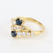 Bague vintage en or jaune 18 carats avec diamants et saphirs