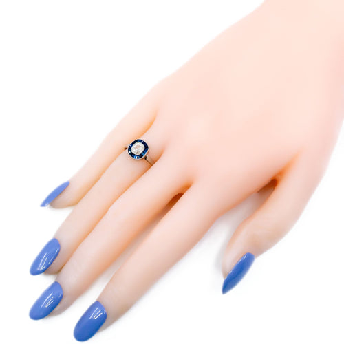 Bague 53 Diamond Sapphire Platinum Halo Ring 58 Facettes 38D54FF352D5479DBFF158C1A31D0550