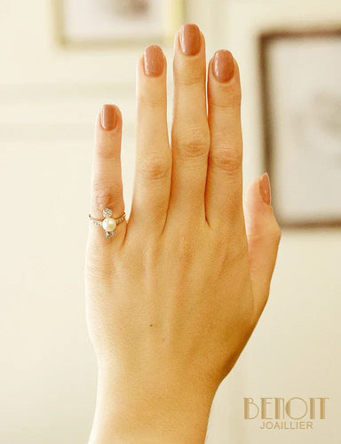 Bague 46 Bague Trilogie perle fine diamants 58 Facettes A9886