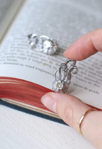 Boucles d'oreilles Boucles d'Oreilles Retro Diamants 1.55 Cts 58 Facettes