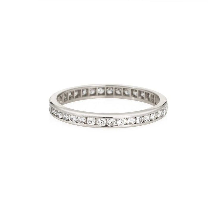 Bague Alliance en platine avec anneau de diamants 58 Facettes G13481