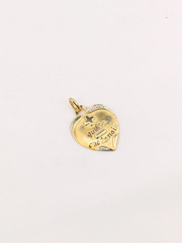 Pendentif Médaille amour Augis coeur Plus qu'hier moins que demain 2 ors 58 Facettes J514