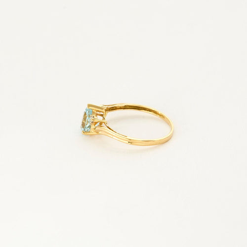 Bague 49 Bague solitaire or jaune et aigue marine 58 Facettes VAN01622