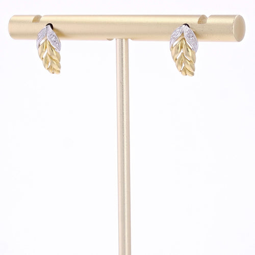 Boucles d'oreilles Boucles d'oreilles feuilles diamants or jaune 58 Facettes 20-040A
