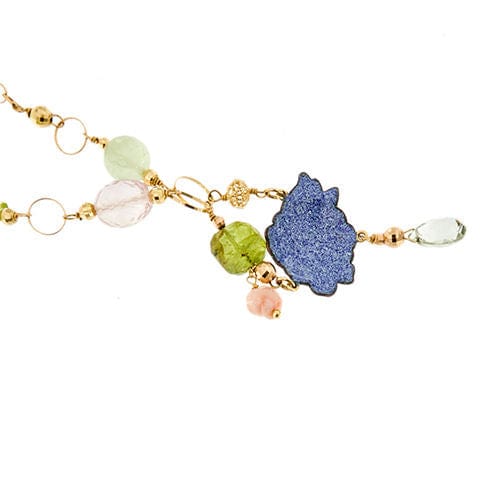 Collier avec fleur en émail et pierres précieuses