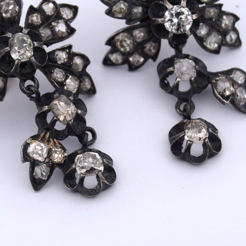 Boucles d'oreilles Boucles d’oreilles victoriennes en or 12k, argent 925 et diamants 58 Facettes OR14