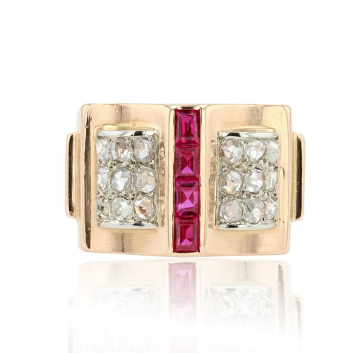 Bague 52 Bague tank diamants et rubis calibrés 58 Facettes 21-285-52