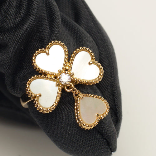 Bague 51 Van Cleef & Arpels - Bague Sweet Hearts or jaune, diamants, nacre 58 Facettes