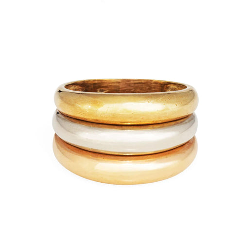 Bague Bague cocktail vintage en or 18 carats, large anneau de cigare, taille 8, striée, bijou de domaine 58 Facettes G13733