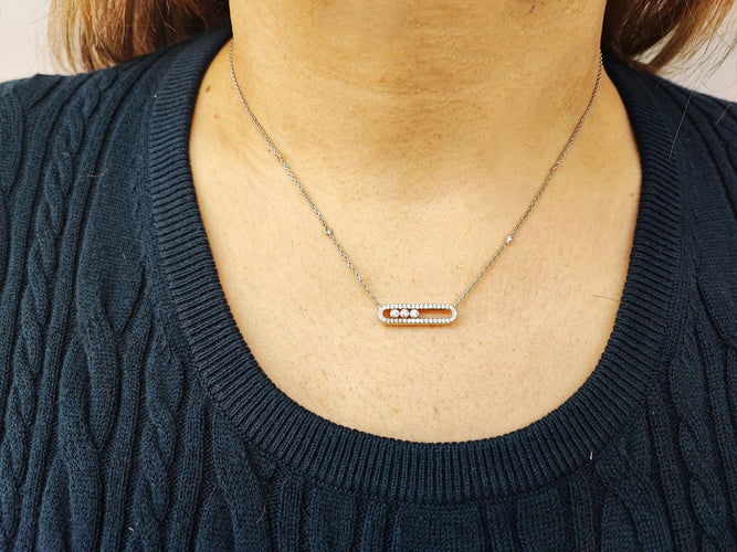 Collier COLLIER MESSIKA BABY MOVE PAVE DIAMANT OR BLANC 58 Facettes Messika-1524