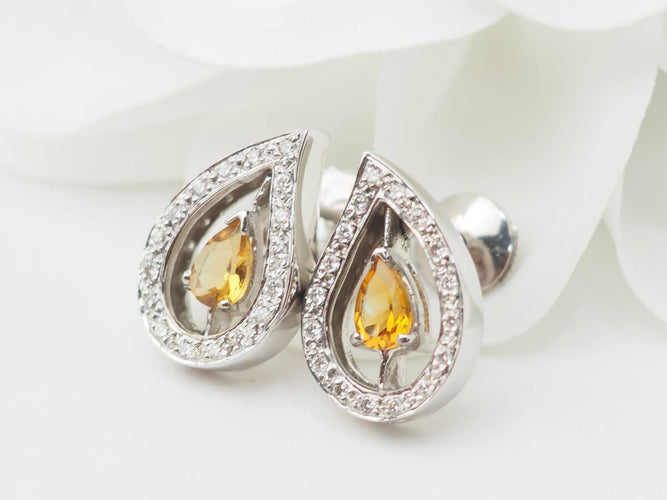 Boucles d'oreilles Boucles d'oreilles en or blanc, citrines et diamants 58 Facettes 32804 b