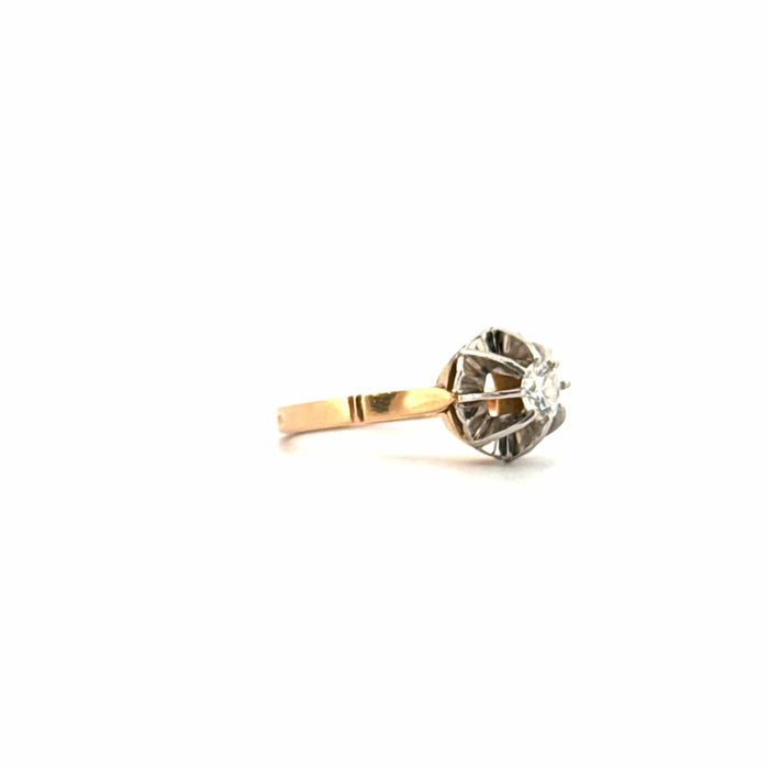 Bague 50 Solitaire or jaune platine et diamant 58 Facettes 13-GS30999