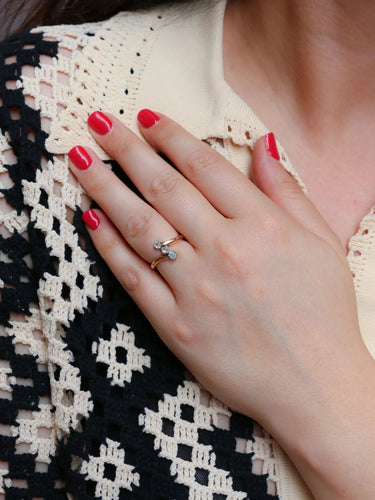 Bague 52 Bague toi et moi or jaune diamants old mine cut 58 Facettes J608