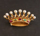 Brooch Count's Crown Brooch, Pearls, Emeralds and Rubies, Gold 58 Facettes