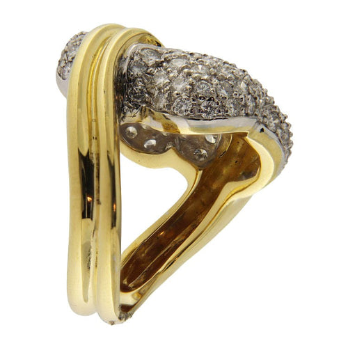 Bague 55 Bague en or jaune et blanc sertie de diamants pavés (1,96 ct) 58 Facettes G3873