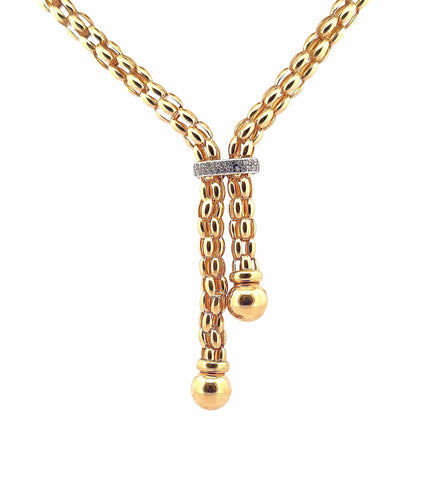 Collier Collier maille Popcorn à pompons en or 18 carats 58 Facettes