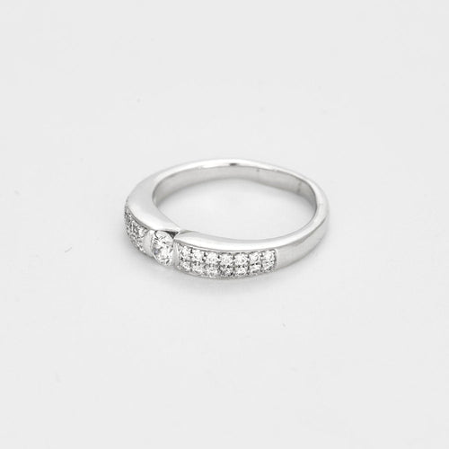 Bague 58.5 Alliance en or blanc et diamant 58 Facettes LP1146