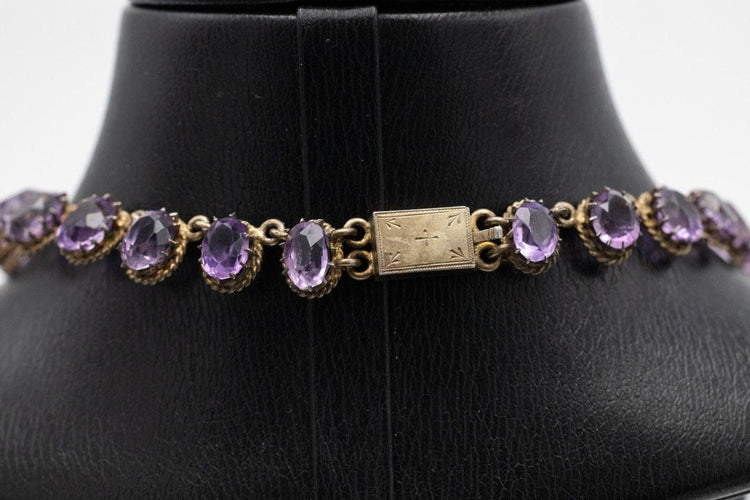 Collier Collier rivière ancien avec améthystes ovales facettées en argent doré 58 Facettes 11718