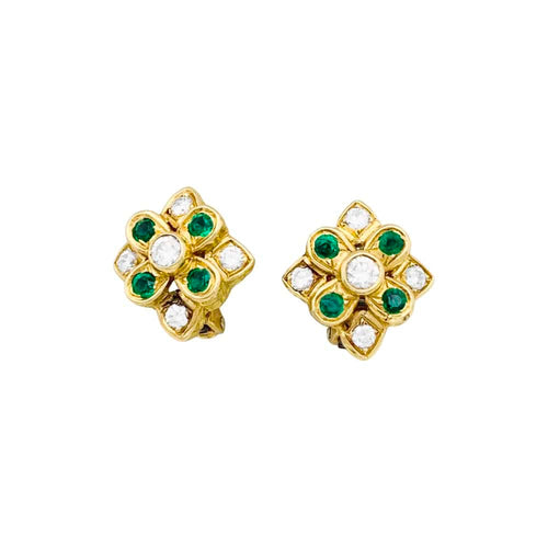 Boucles d'oreilles Boucles d'oreilles Chaumet, or jaune, diamants, émeraudes. 58 Facettes 34899