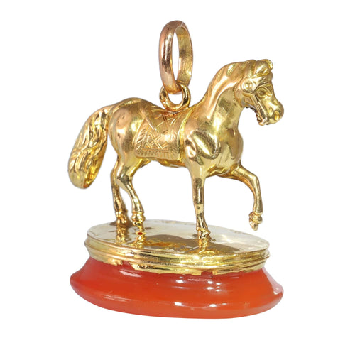 Pendentif Pendentif-sceau cheval en or 18 carats vintage : Élégance victorienne 58 Facettes 24106-0277