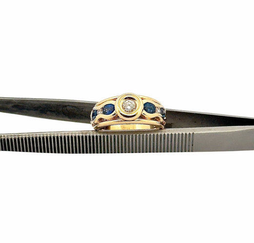 Bague 53 Bague en or jaune diamants et saphirs 58 Facettes