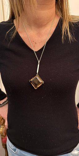 Pendentif Pendentif quartz fumé biseauté en argent 58 Facettes