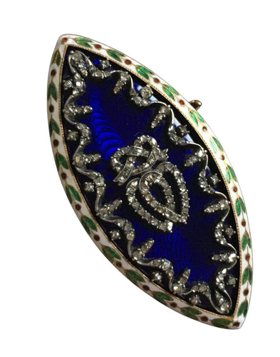 Broche Broche ancienne en forme de navette en or et argent 58 Facettes