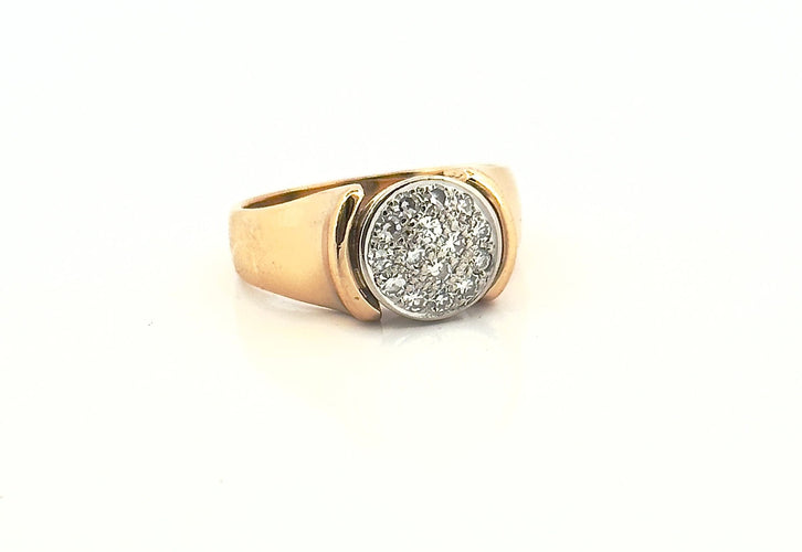 Bague Chevalière vintage en or et diamants 58 Facettes