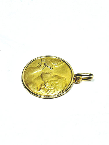 Pendentif Médaille or jaune Ange et Colombe 58 Facettes