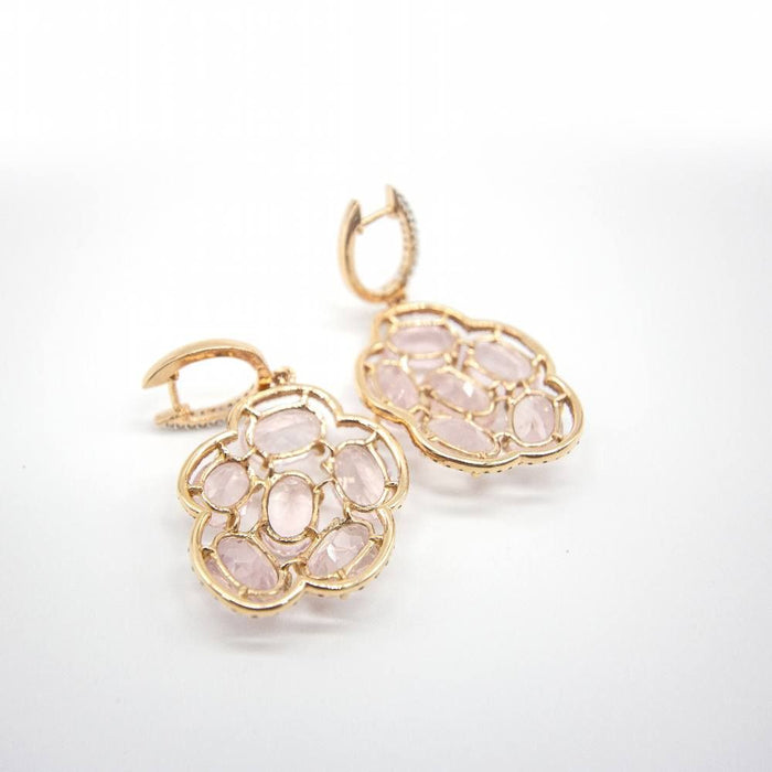 Boucles d'oreilles Boucles d'oreilles en or rose, diamants et quartz rose 58 Facettes D363868SO