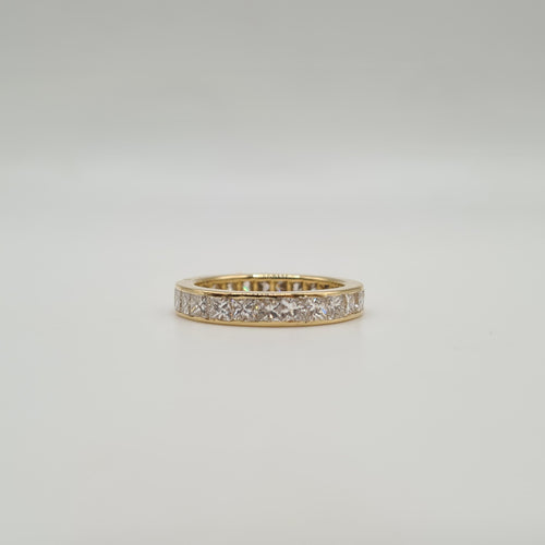 Bague 55 Alliance tour complet or jaune sertie de diamants princesses 58 Facettes