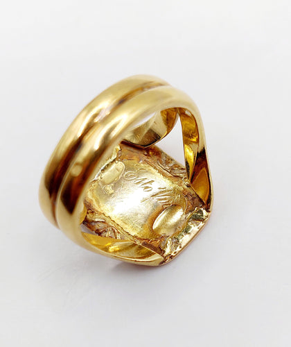 Bague 54 Chevalière antique or jaune monogrammée "Esto vir" 58 Facettes A05725