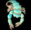 Broche Broche en forme de scorpion sertie de turquoises et brillants 58 Facettes