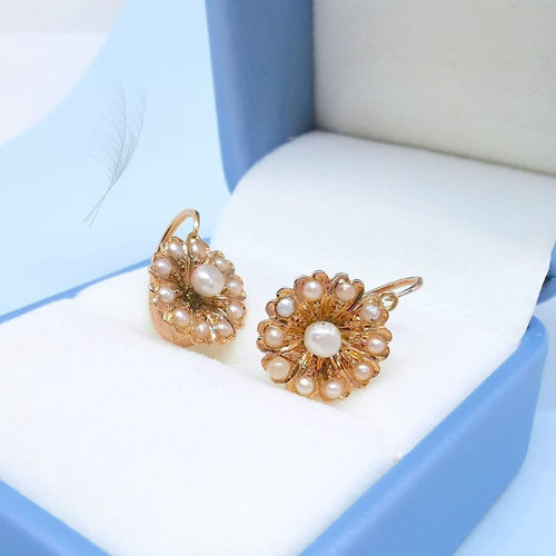 Boucles d'oreilles Boucles d'oreilles Dormeuses anciennes Perles de culture Or Rose 18 K 58 Facettes AA 1710