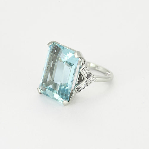 Bague 47 Bague en Or blanc 18k Aquamarine 58 Facettes CAS0171