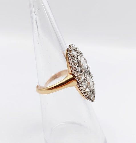 Bague 50 Bague marquise antique or rose diamants taille rose (circa 1900) 58 Facettes A06286