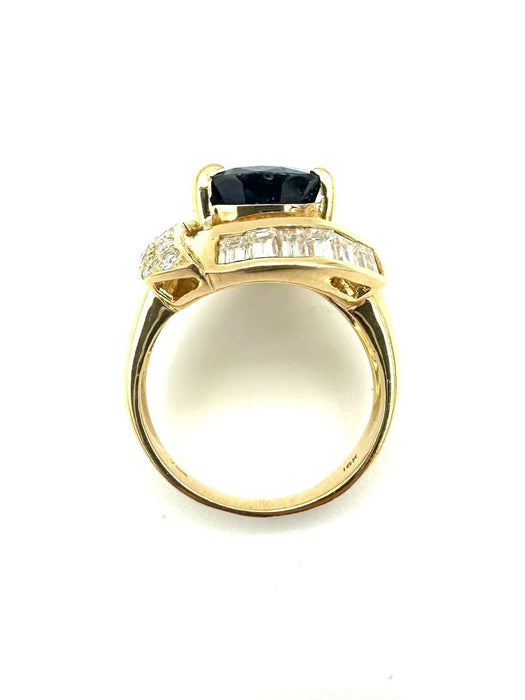 Bague 52 Bague Vintage or jaune 18K, saphir et diamants 58 Facettes